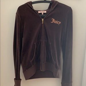 Juicy Couture Brown Velour Zip-up Hoodie